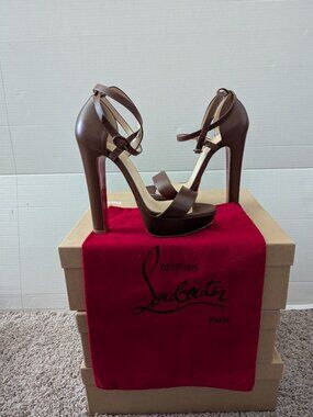 Christian Louboutin Brown Platform Sandals Women's Size 37